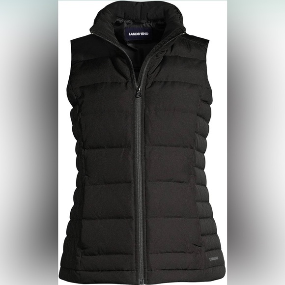NWOT Lands' End Women's Black Nylon Down Filled Quilted Vest Snow Fall Winter - Picture 2 of 9